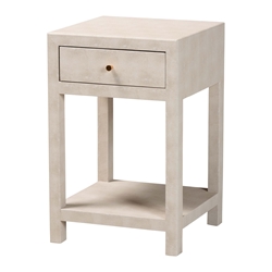 Baxton Studio Dansby Modern Beige Faux Shagreen 1-Drawer End Table